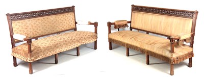 Lot 701 - A PAIR OF 19TH CENTURY GOTHIC OAK THREE SEATER...