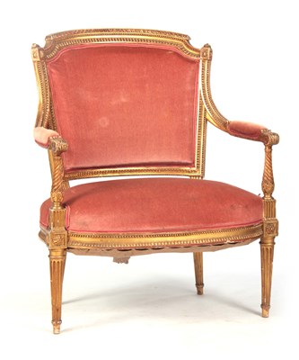 Lot 702 - A 19TH CENTURY LOUIS XVI STYLE GILT GESSO...