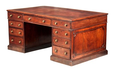 Lot 707 - A GEORGE III MAHOGANY PARTNERS DESK with...