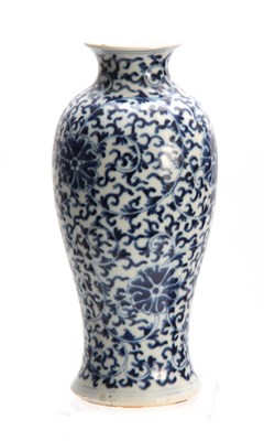 Lot 72 - A CHINESE BLUE AND WHITE VASE having floral...