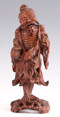 Lot 167 - A 19th CENTURY JAPANESE CARVED HARDWOOD FIGURE...