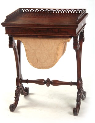 Lot 739 - A 19TH CENTURY FIGURED WALNUT WORKBOX IN THE...