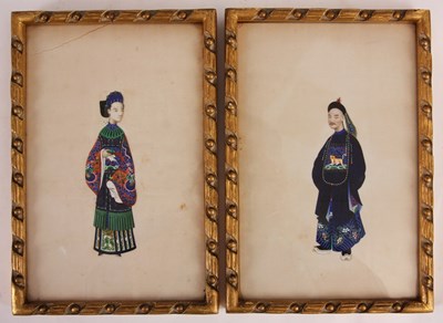 Lot 175 - A PAIR OF LATE 19th CENTURY PAINTINGS on rice...