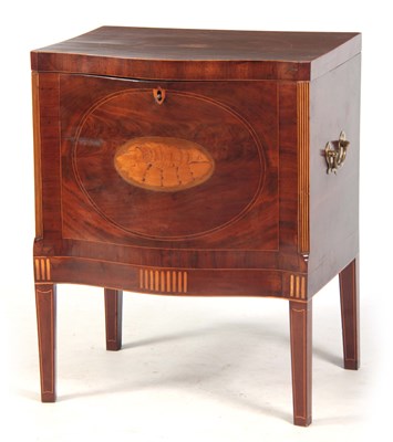 Lot 755 - A GEORGE III INLAID MAHOGANY SERPENTINE...