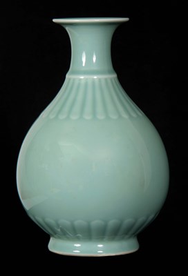 Lot 86 - A CHINESE OVOID CELADON VASE with slender...