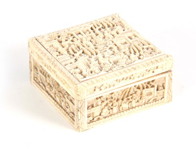 Lot 91 - A 19TH CENTURY CHINESE CANTON CARVED IVORY...