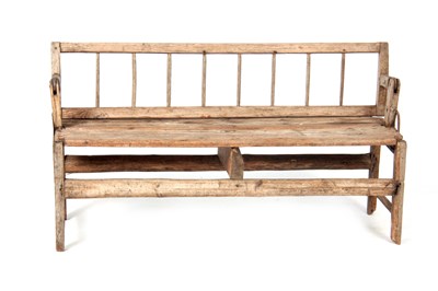 Lot 1016 - AN UNUSUAL ELM AND PINE REVERSIBLE BENCH with...