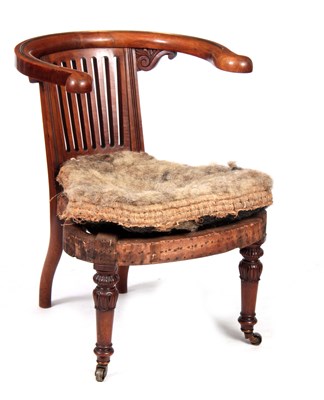 Lot 1019 - A REGENCY MAHOGANY LIBRARY READING CHAIR BY...