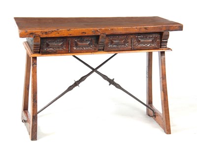 Lot 1025 - A LATE 17TH CENTURY SOLID WALNUT SPANISH SIDE...