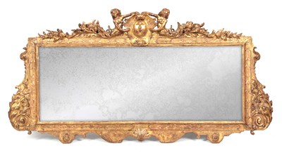 Lot 1027 - A GEORGE II GILT GESSO CARVED OVERMANTEL...