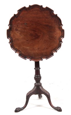 Lot 1053 - A GEORGE III MAHOGANY TILT TOP TRIPOD...