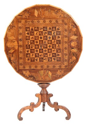 Lot 1058 - A 19th CENTURY ITALIAN WALNUT MARQUETRY INLAID...