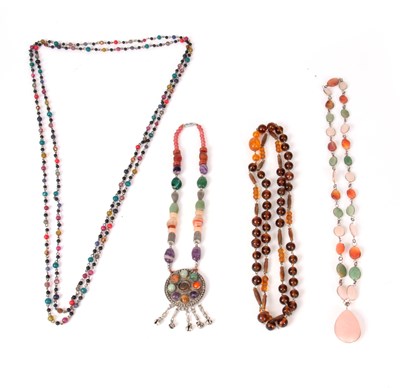 Lot 115 - A COLLECTION OF FIVE ORIENTAL NECKLACES...