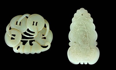 Lot 125 - TWO CHINESE CARVED PENDANTS one relief carving...