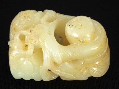 Lot 129 - A QUING DYNASTY CHINESE PALE GREEN JADE...