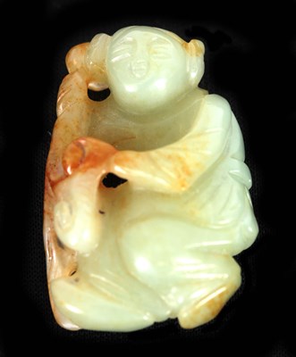 Lot 130 - A QUING DYNASTY CHINESE PALE GREEN JADE...