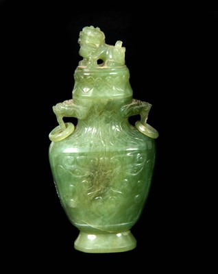 Lot 133 - A 19TH CENTURY CHINESE JADE VASE AND COVER of...