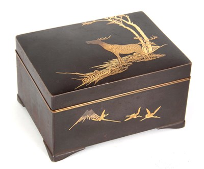 Lot 156 - A JAPANESE MEIJI PERIOD MIXED METAL BRONZE BOX...