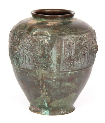 Lot 174 - A 19TH CENTURY ORIENTAL BRONZE VASE with...