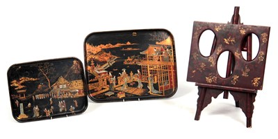 Lot 184 - TWO LATE 19THCENTURY BLACK LACQUERWORK...