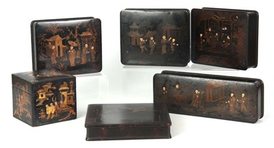 Lot 185 - A SELECTION OF SIX 19TH CENTURY ORIENTAL BLACK...