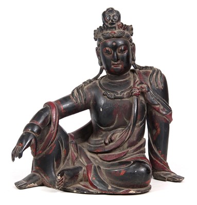 Lot 189 - A LARGE ORIENTAL CARVED LACQUERED WOOD FIGURE...