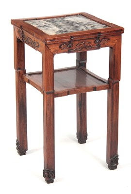 Lot 195 - A 19TH CENTURY CHINESE HARDWOOD SQUARE...