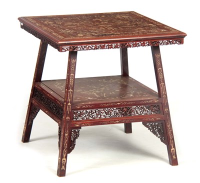 Lot 200 - A 19TH CENTURY IVORY INLAID CHINESE HARDWOOD...