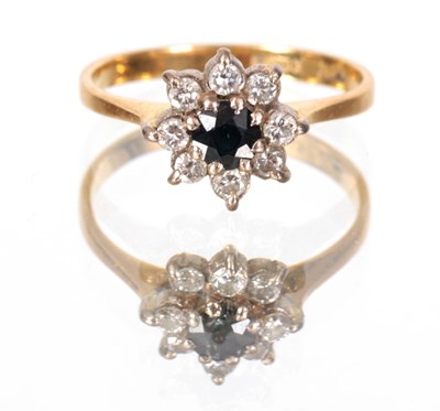 Lot 227 - A LADIES 18CT GOLD SAPPHIRE AND DIAMOND...