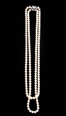 Lot 230 - A BOODLE AND DUNTHORNE TWO-ROW PEARL NECKLACE...