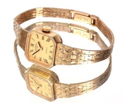 Lot 240 - A 9CT GOLD LADIES ROTARY WRIST WATCH on a 9ct...