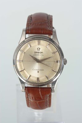 Lot 244 - A GENTLEMAN'S STAINLESS STEEL OMEGA...