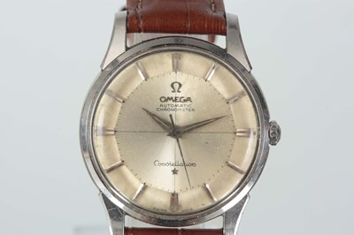 Lot 244 - A GENTLEMAN'S STAINLESS STEEL OMEGA...