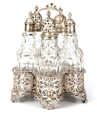 Lot 272 - A GEORGE III SILVER TABLE CRUET SET comprising...