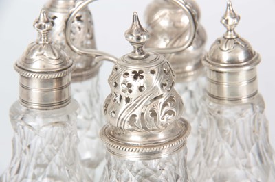 Lot 272 - A GEORGE III SILVER TABLE CRUET SET comprising...