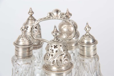 Lot 272 - A GEORGE III SILVER TABLE CRUET SET comprising...