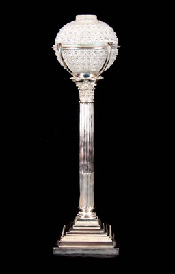 Lot 287 - A LATE 19TH CENTURY SILVER PLATED OIL LAMP...