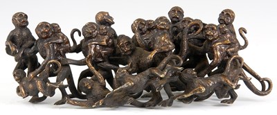 Lot 627 - A LATE 19TH CENTURY PATINATED BRONZE GROUP of...