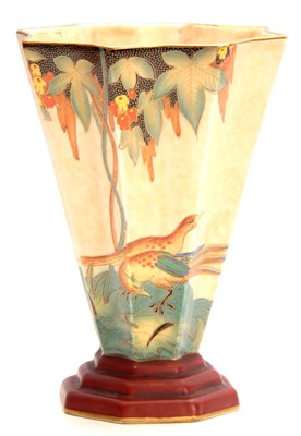 Lot 30 - A CROWN DEVON FLARED STEPPED FOOTED VASE...