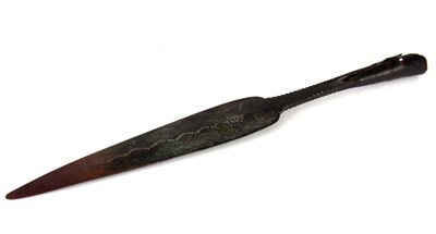 Lot 306 - AN EARLY ROMAN / MEDIEVAL BRONZE SPEARHEAD...