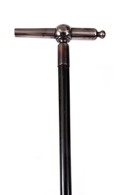 Lot 348 - AN UNUSUAL CANNON WALKING STICK with steel...