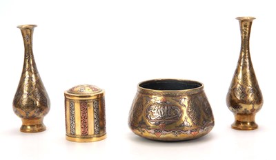 Lot 405 - A COLLECTION OF 19TH CENTURY ISLAMIC BRASS...