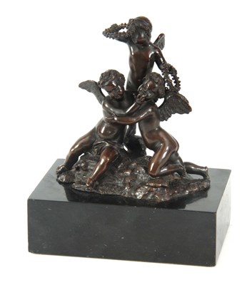 Lot 406 - A 19TH CENTURY BRONZE SCULPTURE OF THREE...