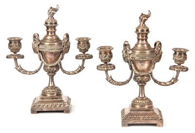 Lot 415 - A PAIR OF 19TH CENTURY SILVERED BRONZE...