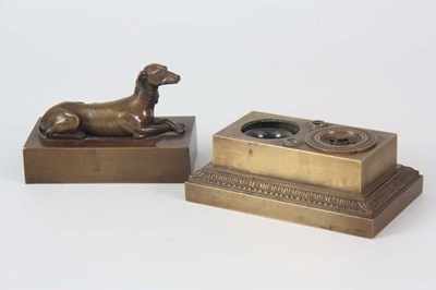 Lot 693 - A LATE 19TH CENTURY BRONZE INKWELL