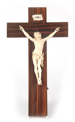 Lot 462 - A LATE 19TH CENTURY CARVED IVORY CRUCIFIX...