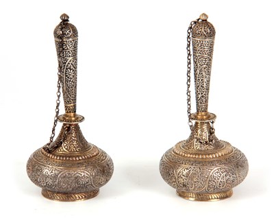 Lot 464 - A PAIR OF 19TH CENTURY PERSIAN SILVER...