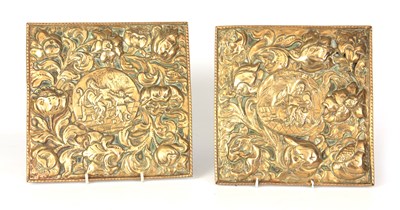 Lot 466 - A PAIR OF 19TH CENTURY SQUARE BRASS HANGING...