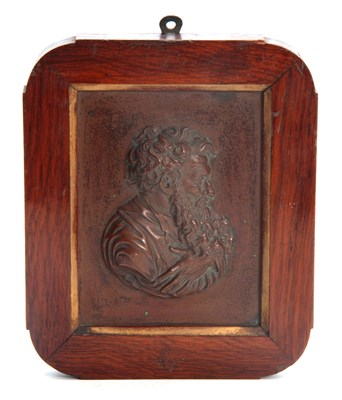 Lot 473 - A 19TH CENTURY FRAMED HEAVY CAST COPPER BUST...