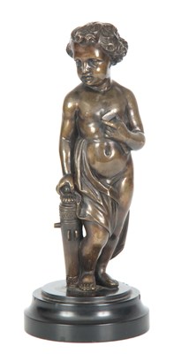 Lot 661 - A 19TH CENTURY FRENCH BRONZE SCULPTURE OF A CHERUB